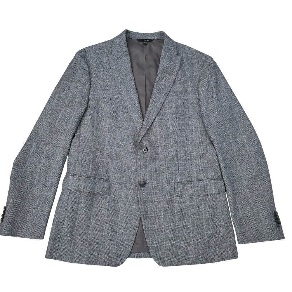 Men’s Wool Sport Blazer Coat Gray Plaid Sz 42 Slim Office Preppy Business Casual